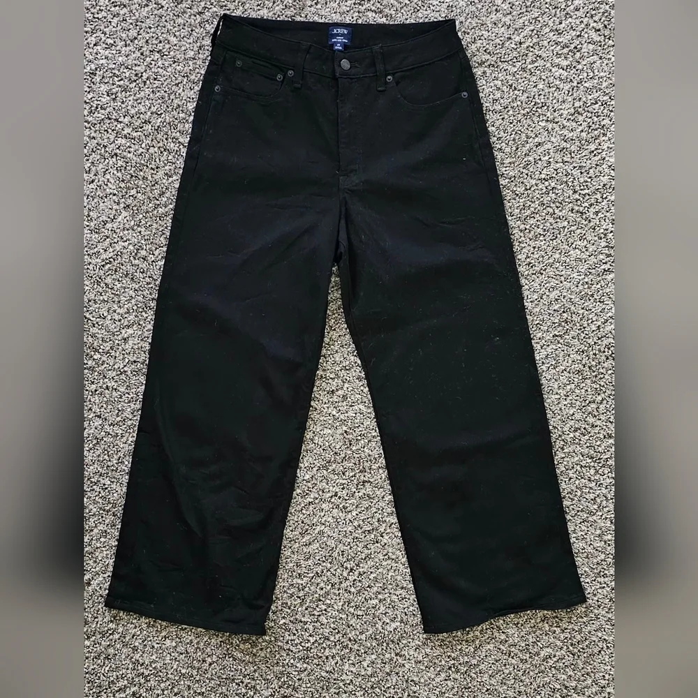 J. Crew Curvy Wide-Leg Crop Jeans in Black Size 28